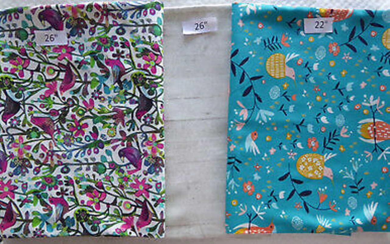 Birds flowers Grey Wood 2 Yards 2 in Cotton Fabric Last of the Best End of Bolt